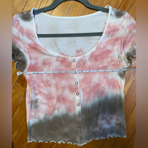 Tie Dye Button Up Scoopneck Top - Picture 7 of 7